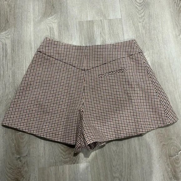 Maje Houndstooth Camel Skirt-Style Shorts - Picture 8 of 10